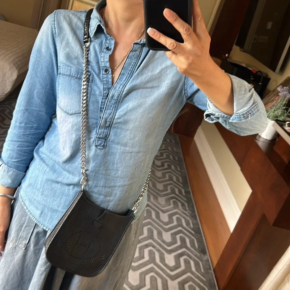 Silver and black leather strap for purse - Picture 4 of 6